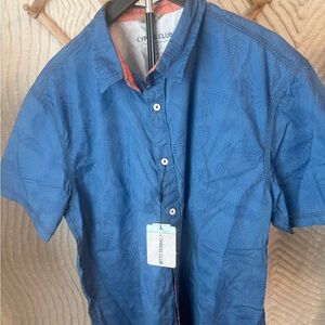 Cypress Club Men’s Blue Short-Sleeve Casual Button-Down Shirt